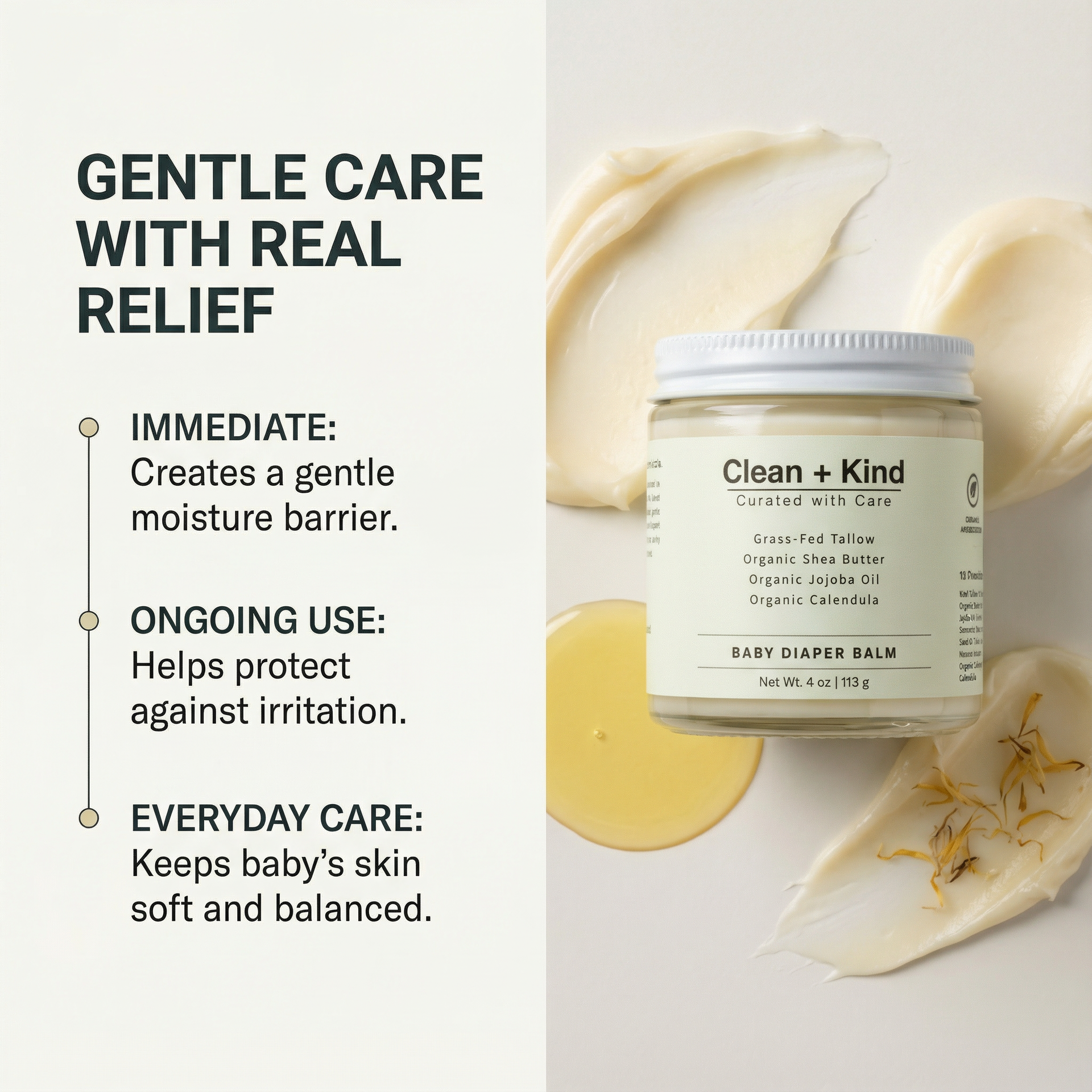 Natural Baby and Diaper Rash Balm with Grass-Fed Tallow 4oz - Image 4