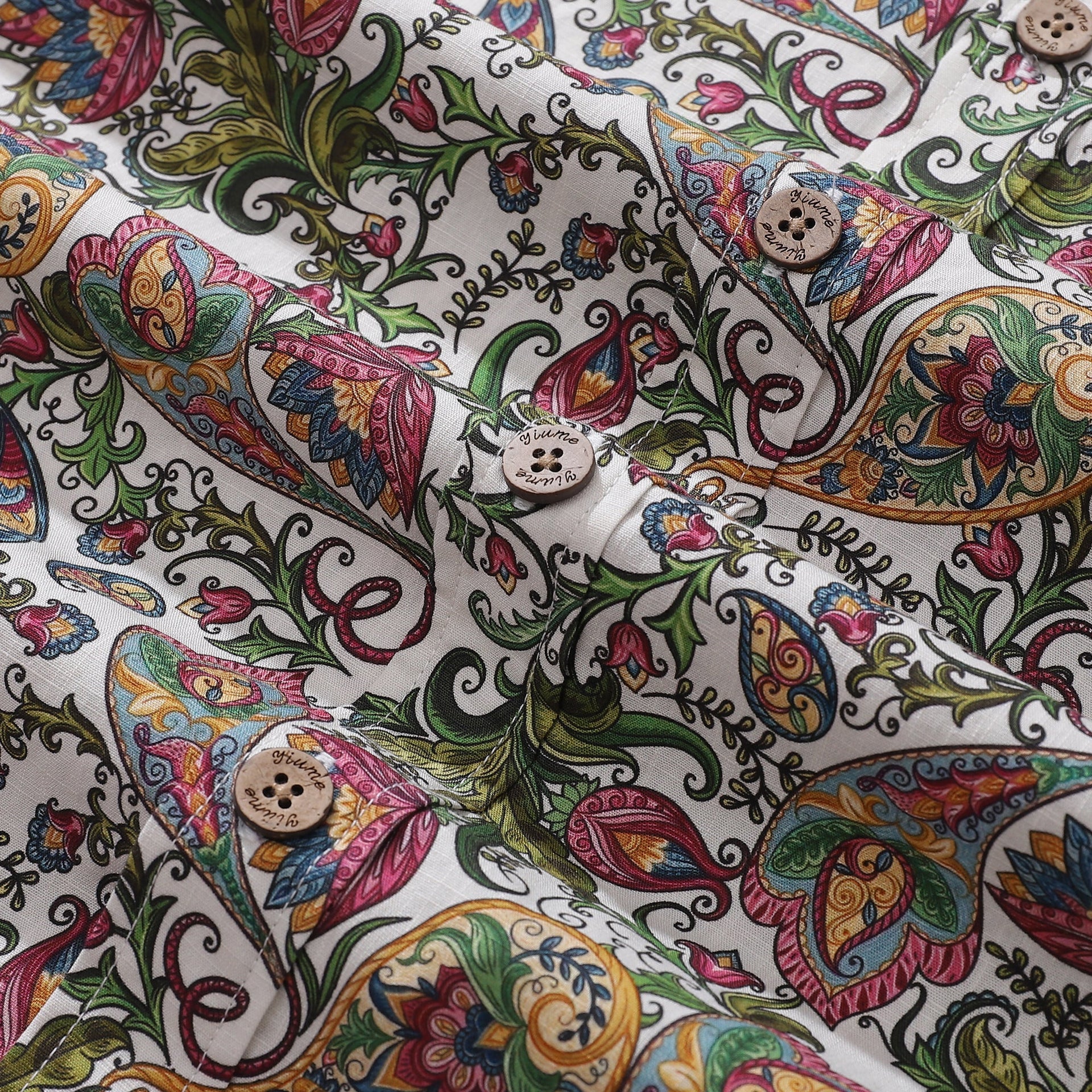 Men's Sophisticated Botanical Romance Cotton Button-Down Shirt