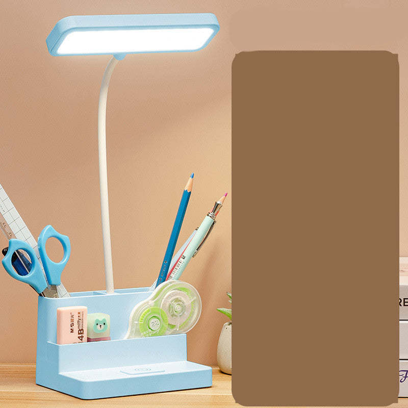Smart LED desk lamp with integrated pen holder on a modern clean desk