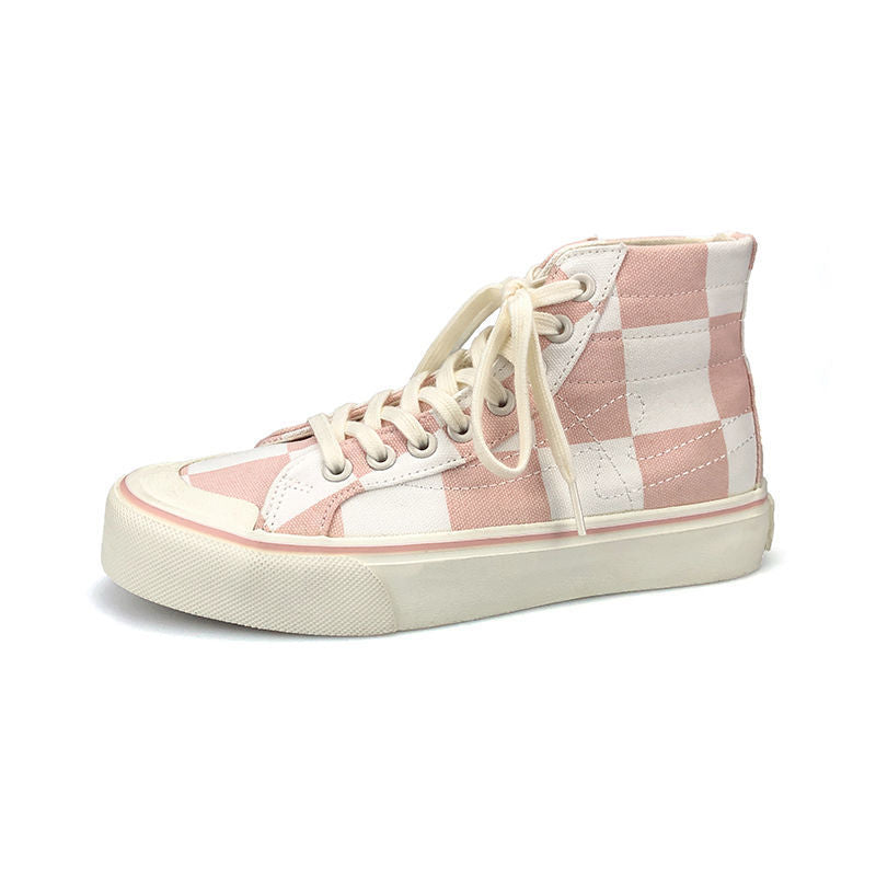 Pink Women's High-Top Canvas Sneakers – Slip-On Casual Athletic Shoes