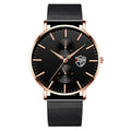 Black Stainless Steel Crystal Accented Fashion Dress Wristwatch