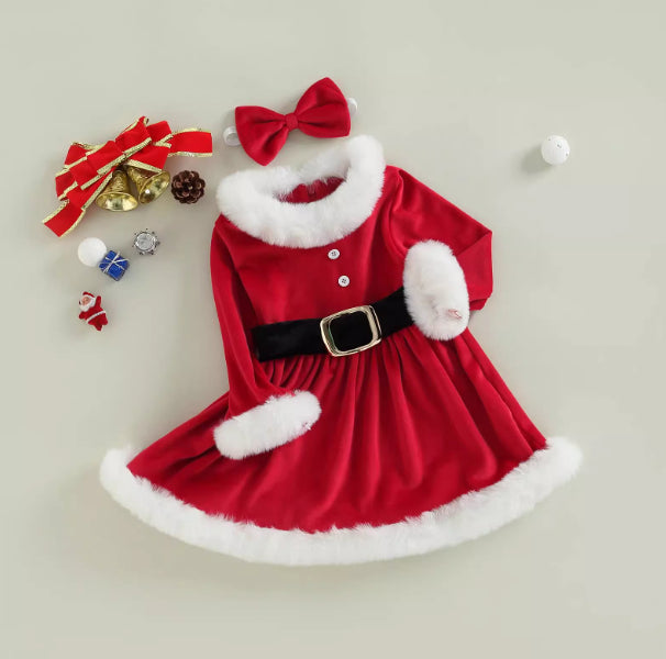 Baby Girls Red Christmas Romper with Ruffles and Sequins