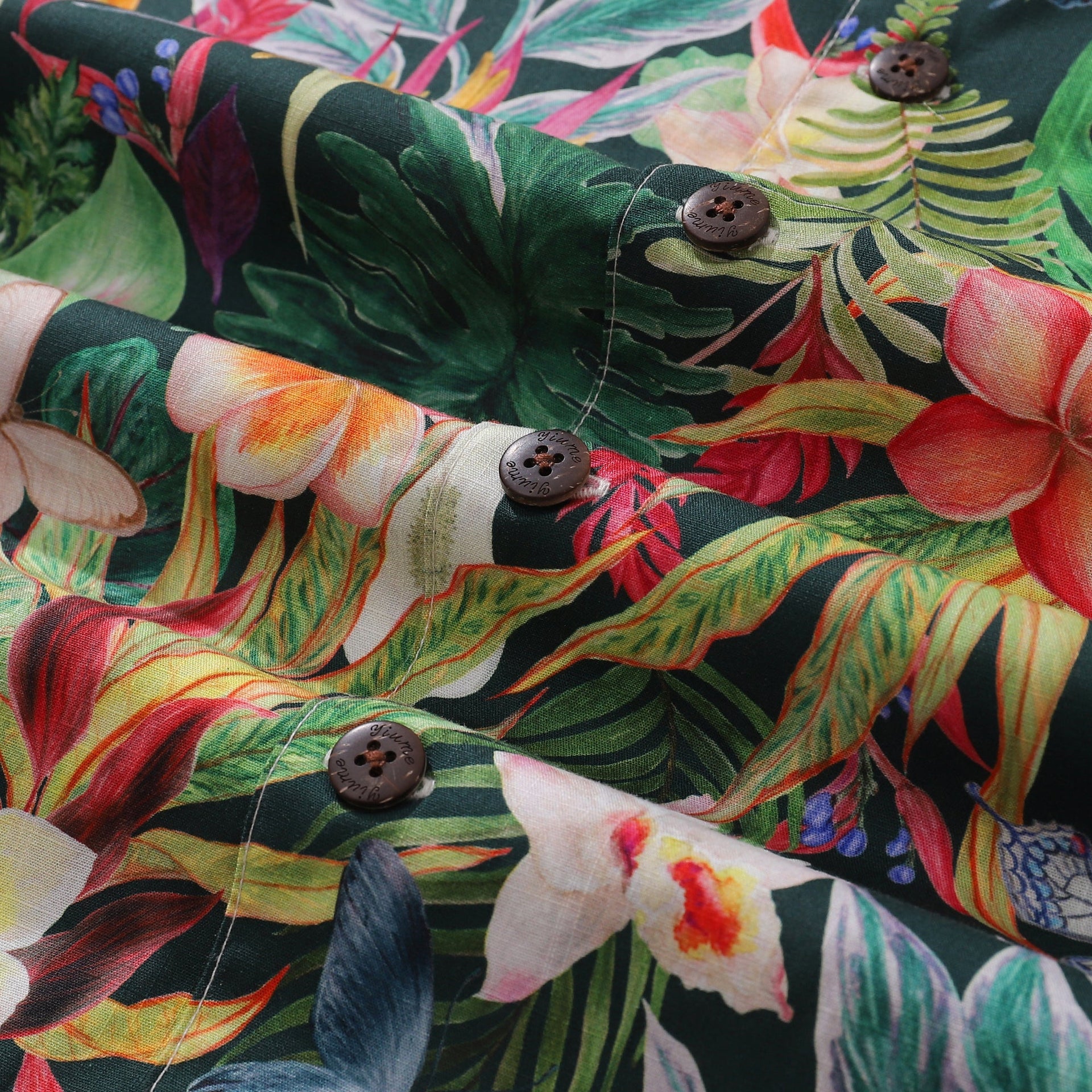 Men's Floral Butterfly Fantasy Print Cotton Camp Collar Hawaiian Shirt
