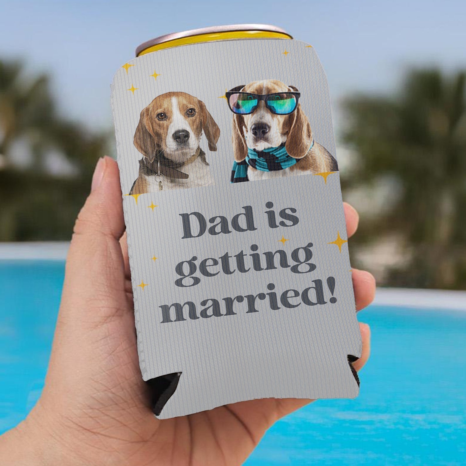 Personalized Dad Is Getting Married Can Cooler | Custom Dog Face Father’s Day Gift | Can Cooler Gift For Dad 682428