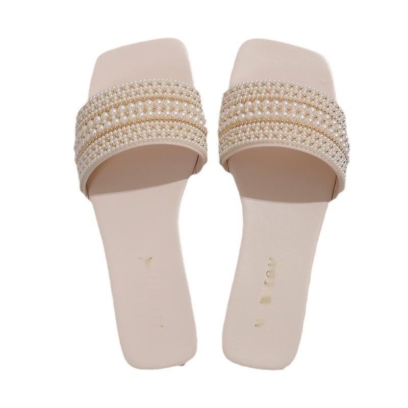 Women's Modern Diamond Embellished Low Block Heel Sandals