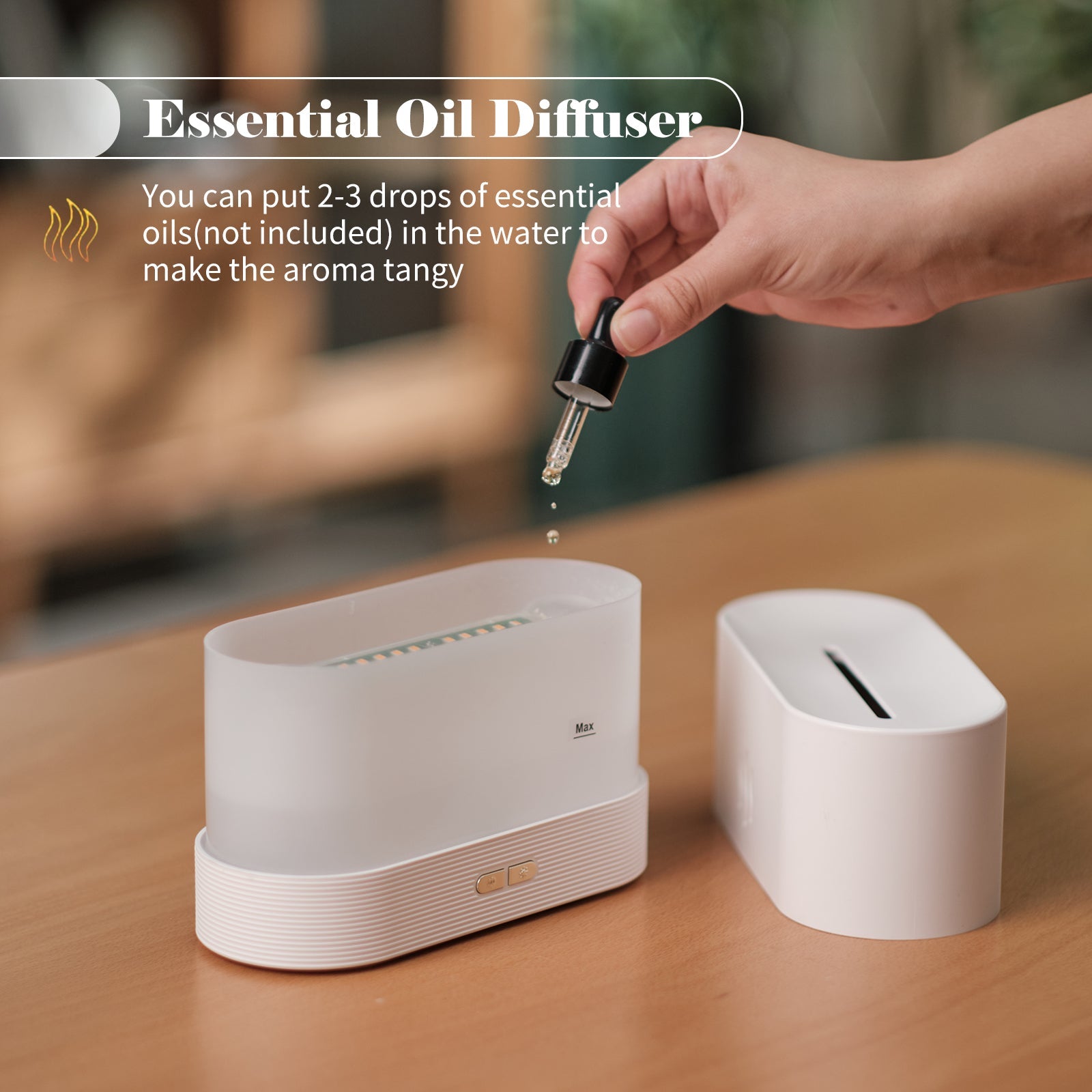 Modern LED Flame Aroma Diffuser & Ultrasonic Mist Humidifier