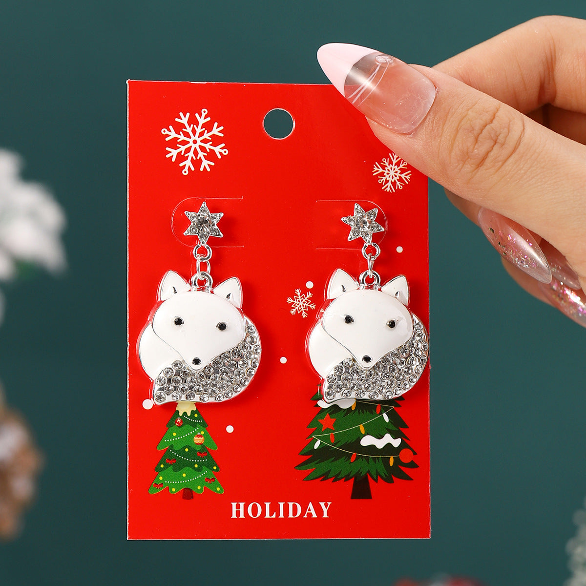 European And American Cross-Border Hot Selling New Christmas Pendant Earrings Cartoon Diamond Alloy Material Christmas Earrings Series Wholesale