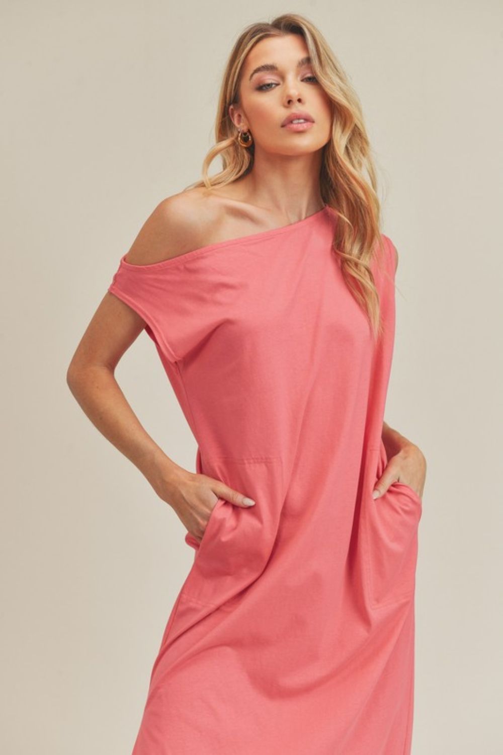 Pink Cotton Sleeveless Midi Dress - Chic Casual Tank Style