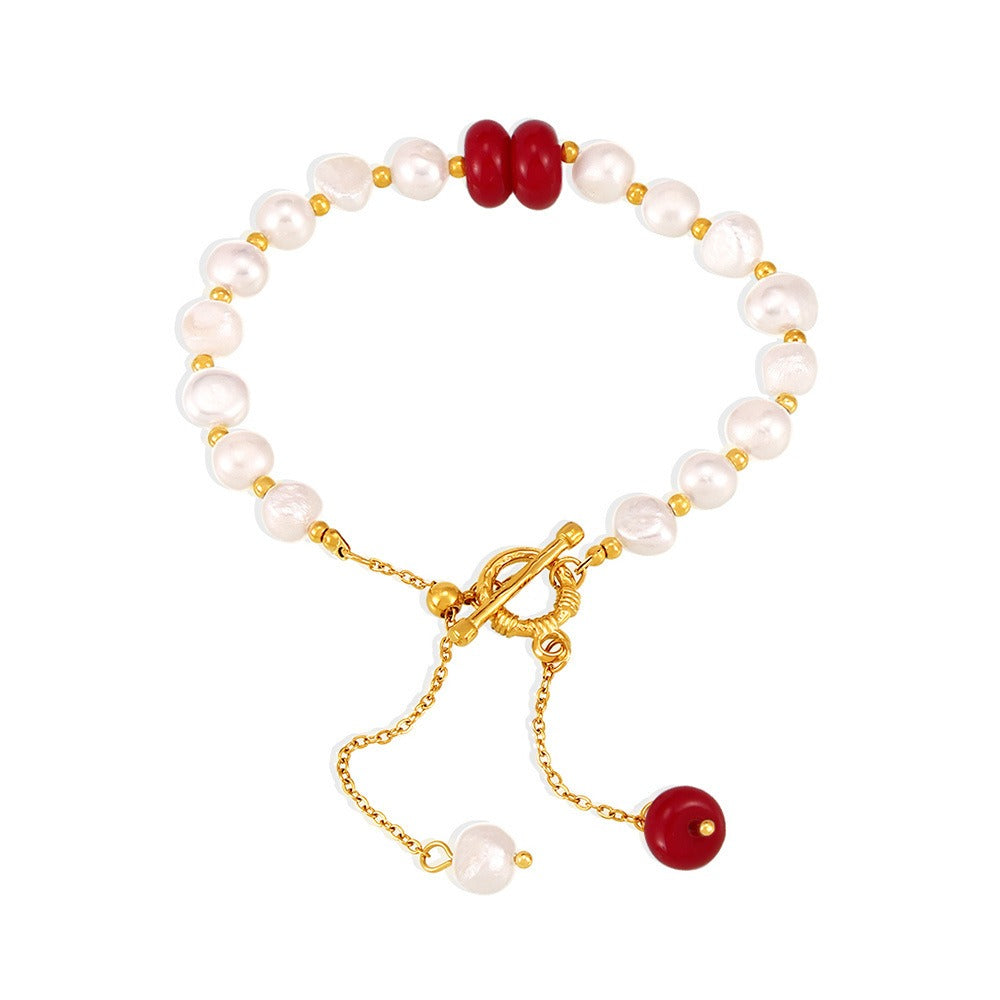 18K gold pearl with OT buckle design exquisite fashion bracelet
