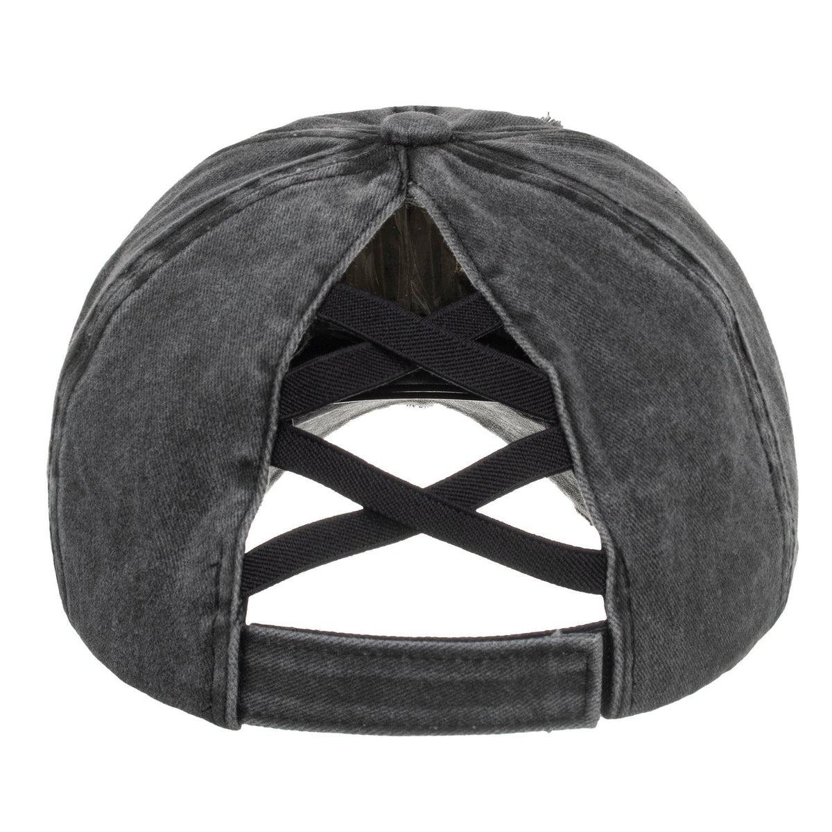 Washed Distressed Ponytail Baseball Cap
