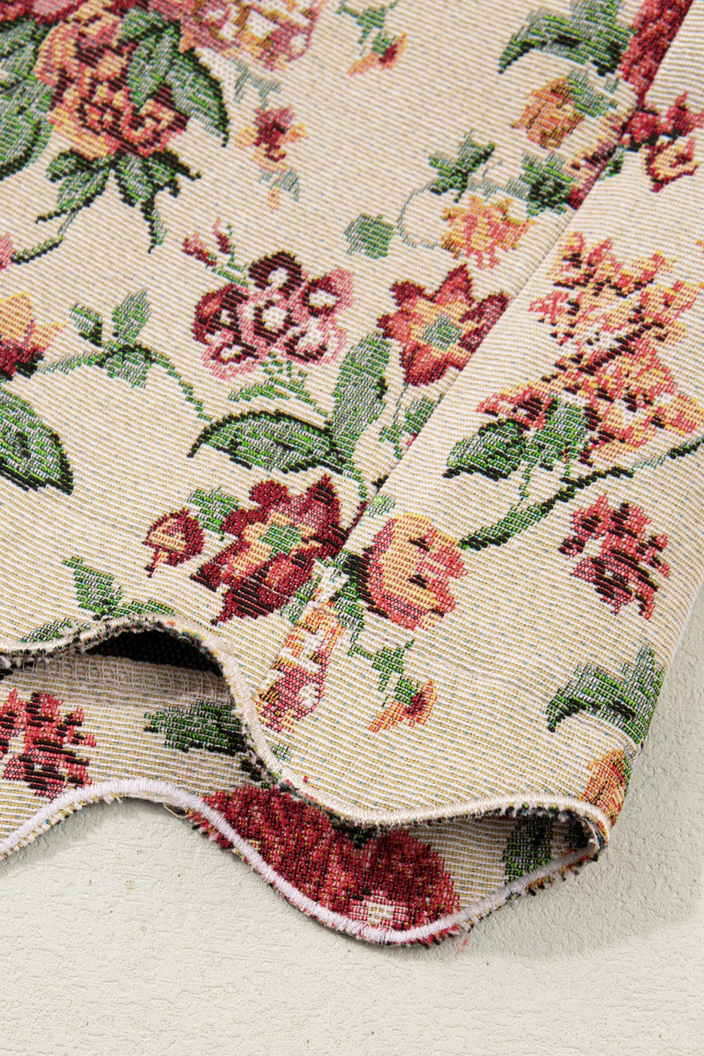 Button Front Scallop Mini Jacquard Floral Skirt