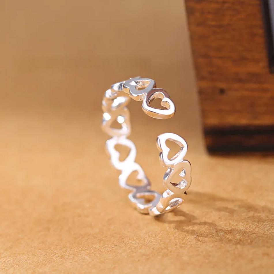 Sterling Silver Heart-shaped Ring For Women