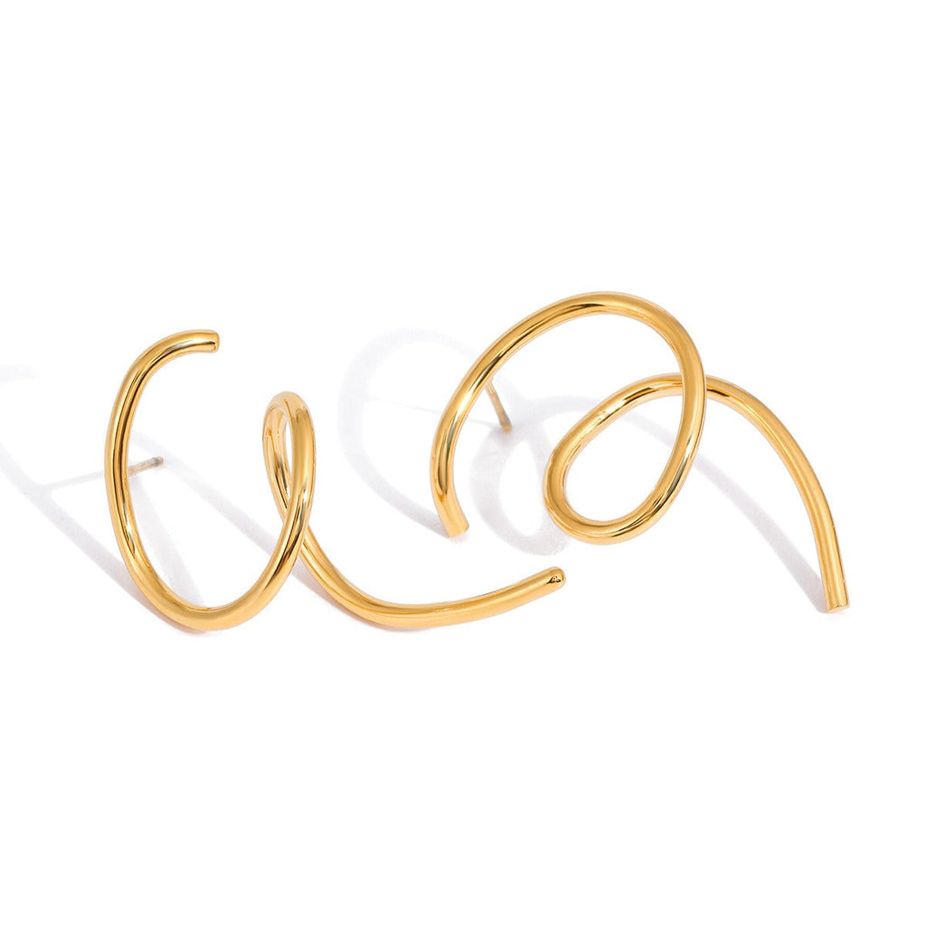 18K Gold Irregular Line Titanium Steel Stud Earrings