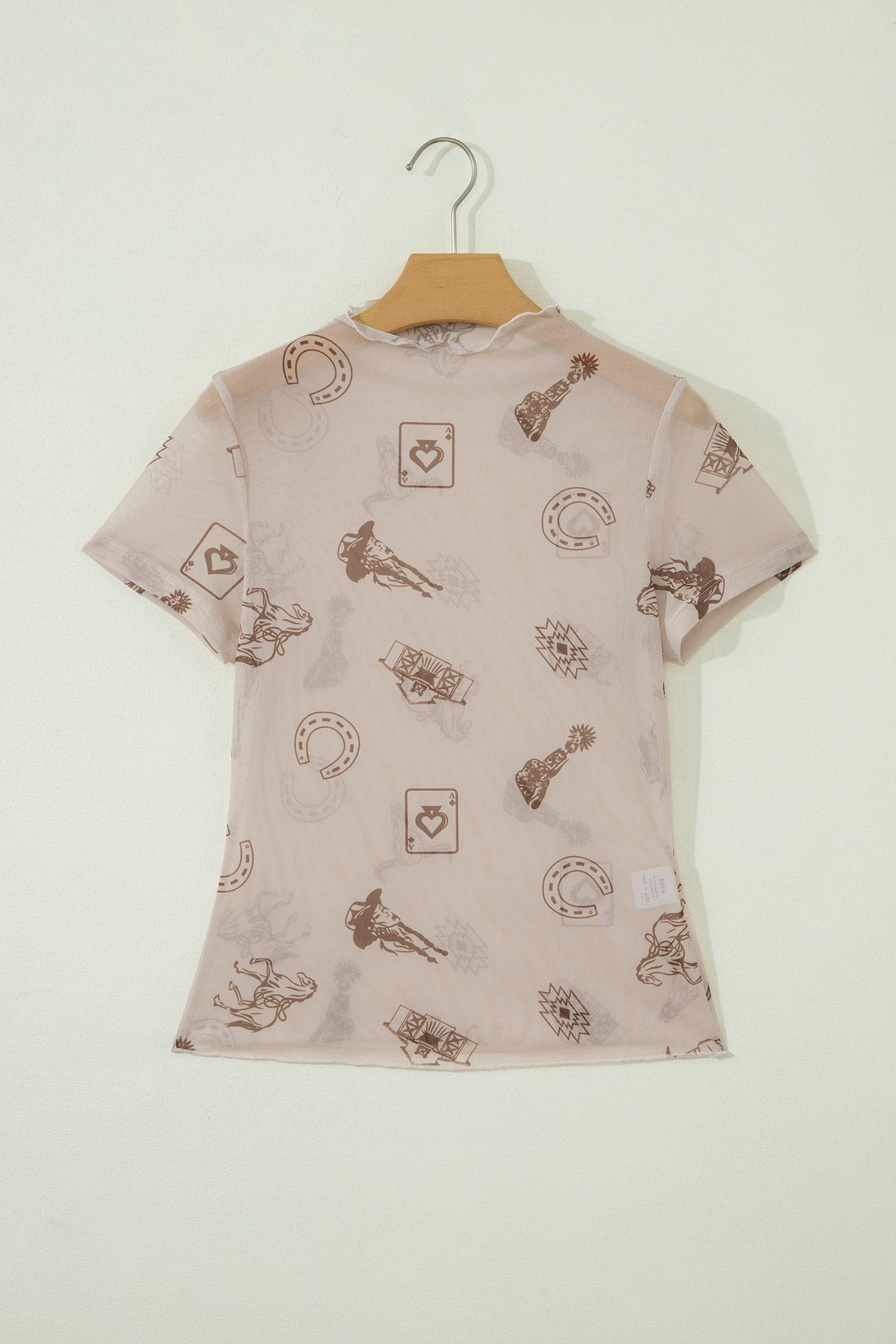 Western & Leopard Mesh Short Sleeve Top