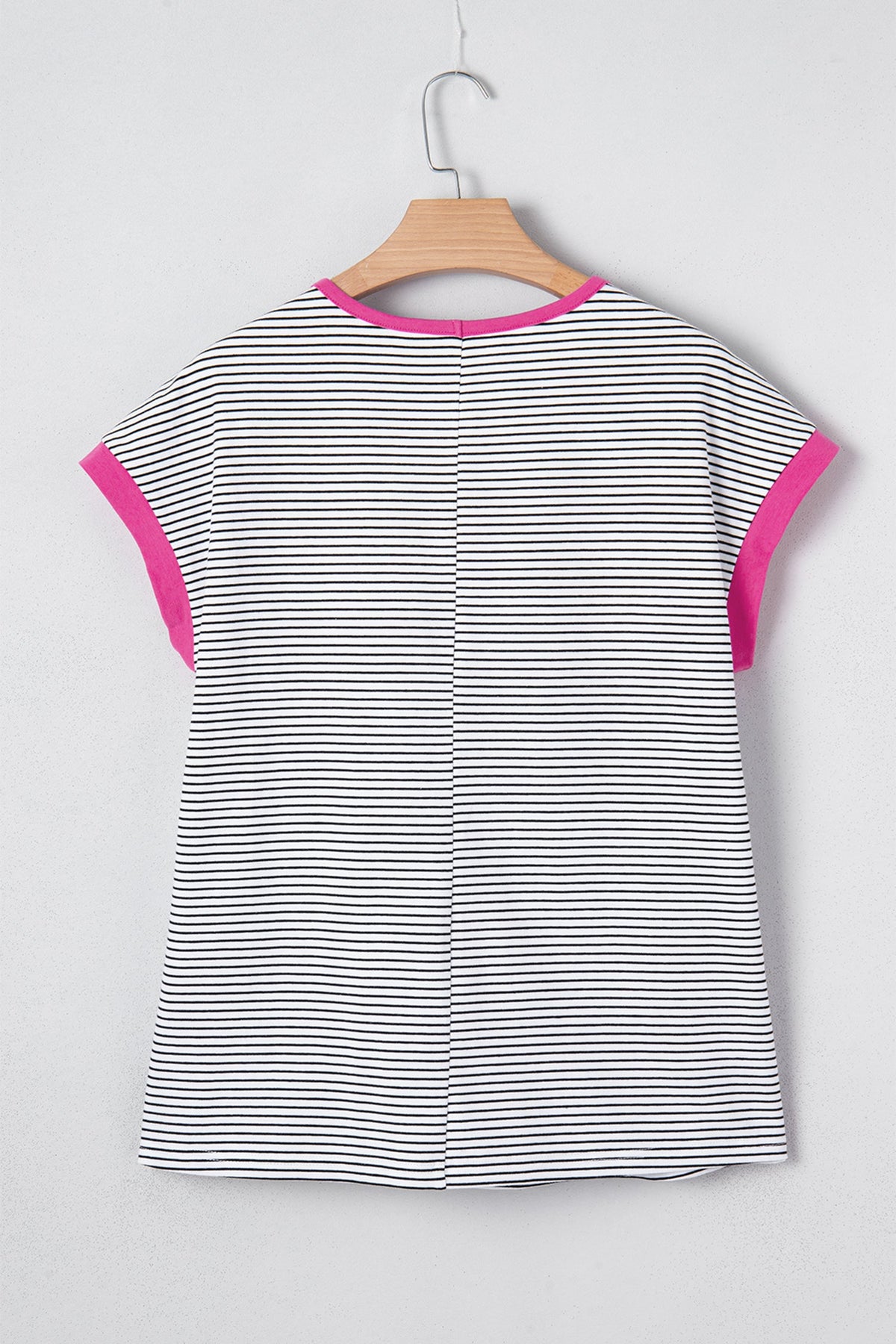 Stripe Contrast Trim Round Neck Shirt