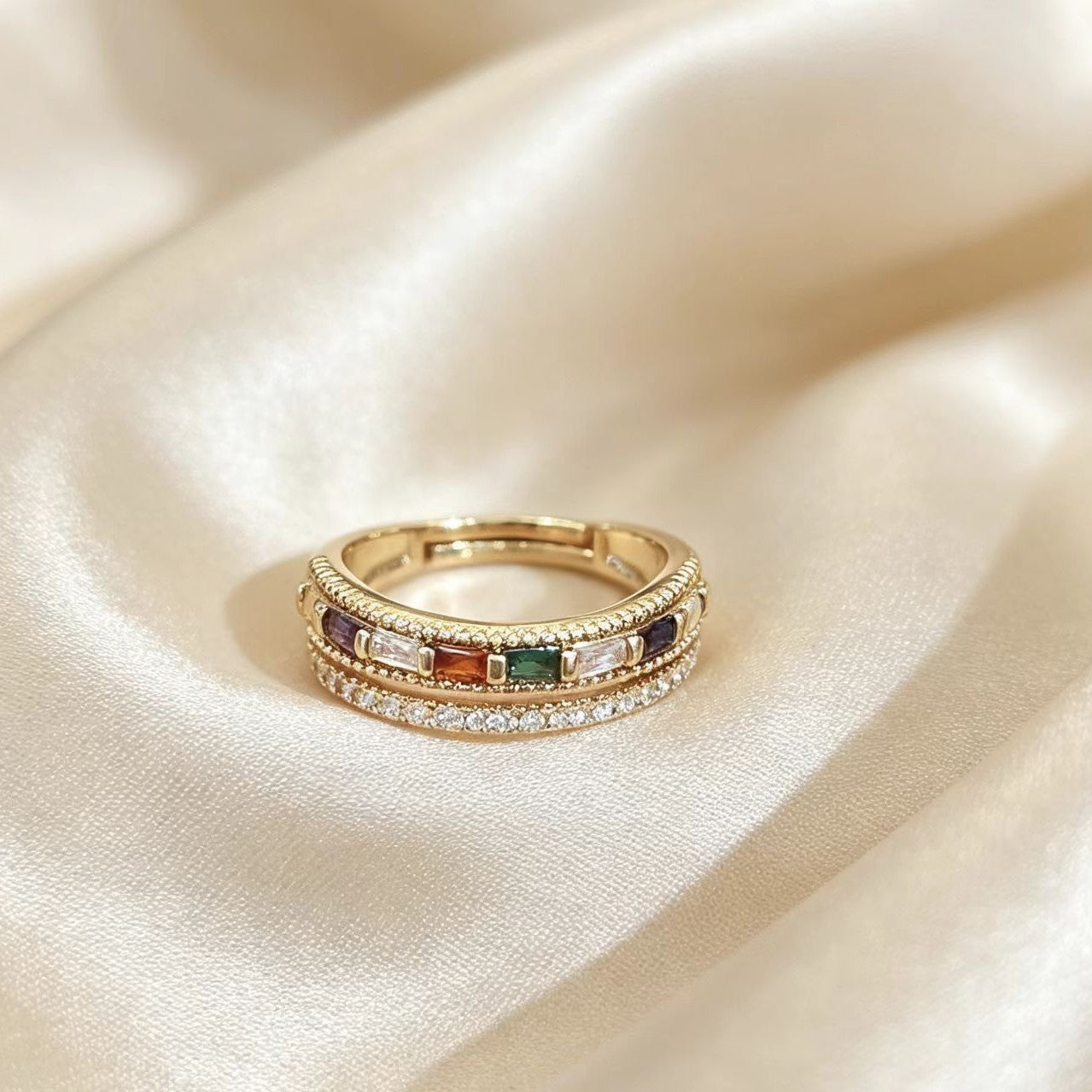 Elegant Double-Layer Gold-Plated Round Ring