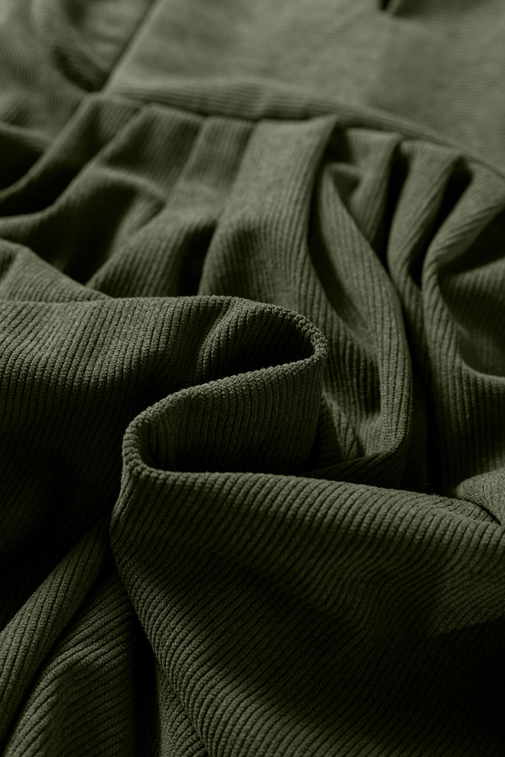 Pleated Corduroy Mini Dress with Bracelet Sleeves