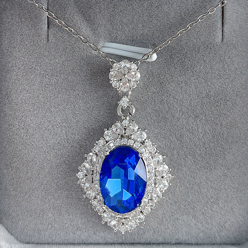 Full Diamond Luxurious And Elegant Royal Blue Necklace