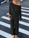 Women’s Long-Sleeve Knit Sweater Trousers Lounge Suit Set