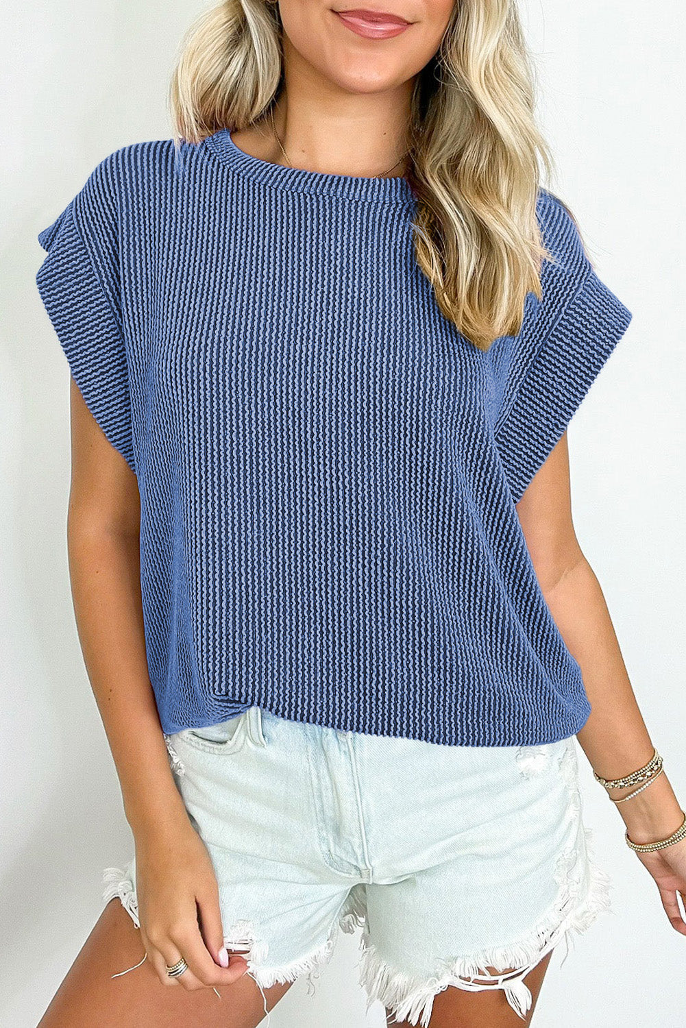 Canton Twisted Ribbed Textured Plain T Shirt