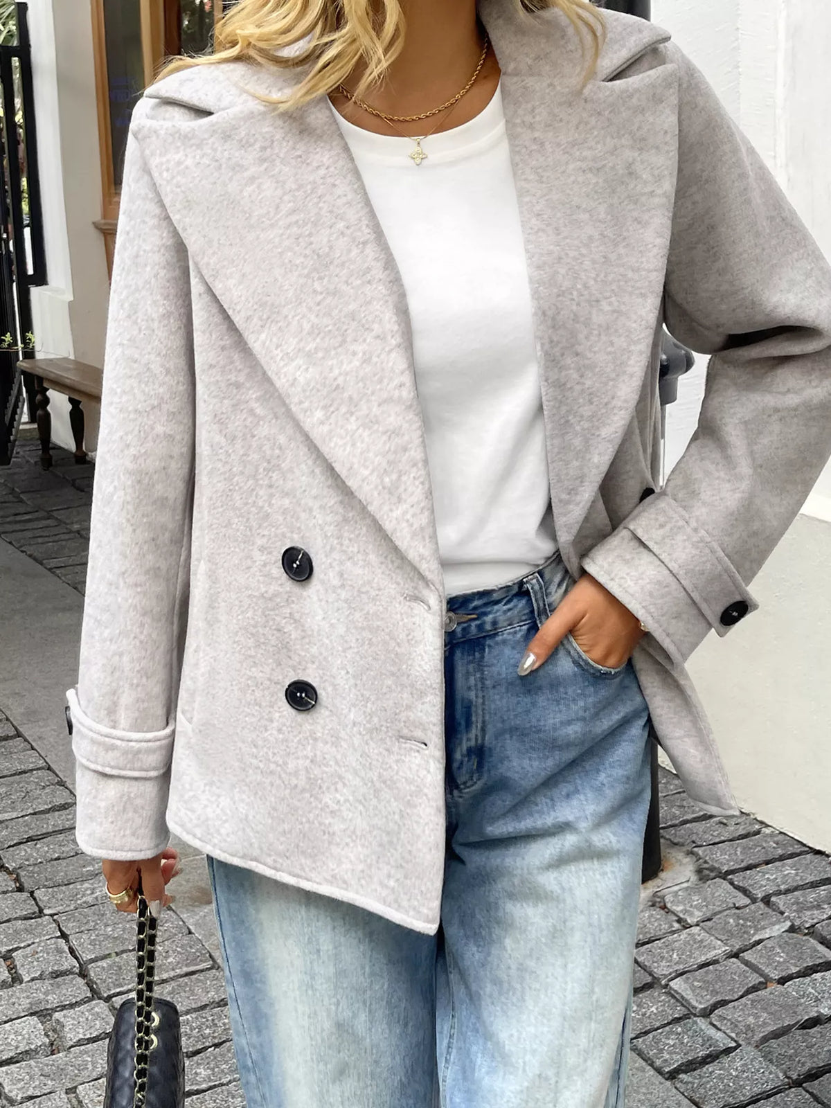 Wool Blend Double-Breasted Jacket