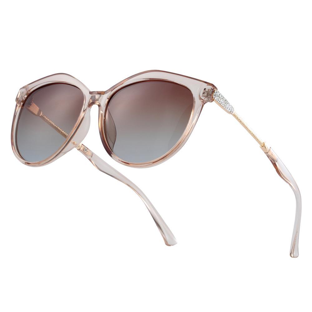 Polarized Cat Eye Sunglasses for Women, Gradient Round UV Protection