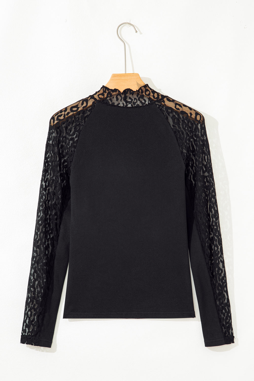 Leopard Mesh Patchwork Long Sleeve Top