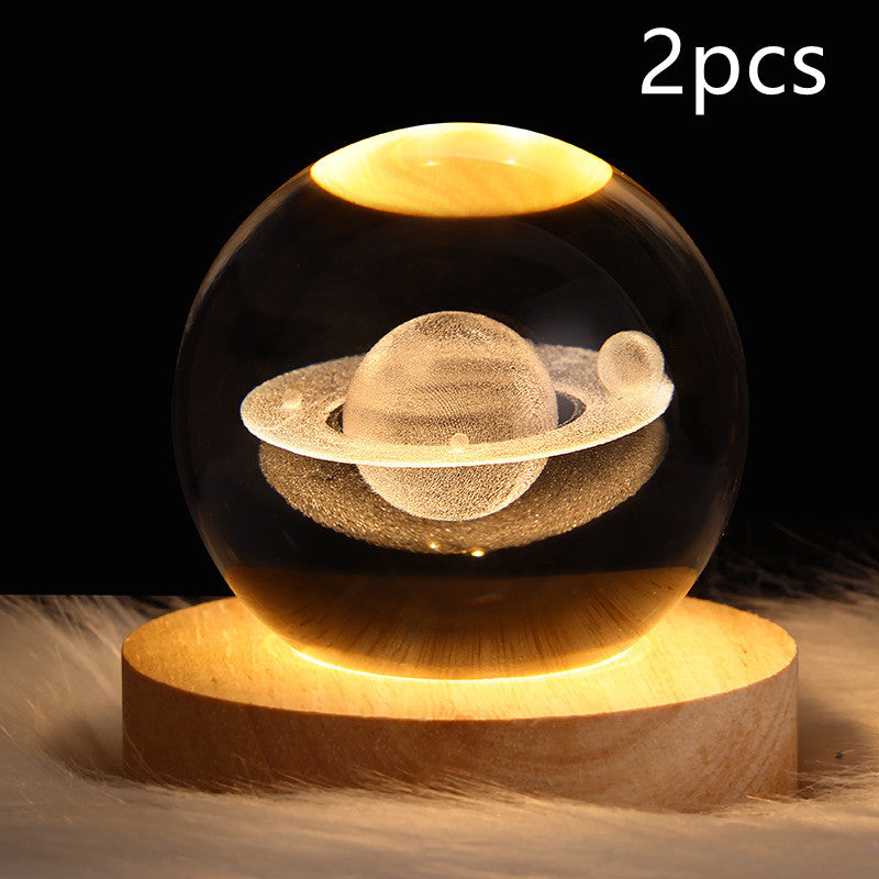 3D Galaxy Crystal Ball LED Night Light Planet Lamp Home Decor