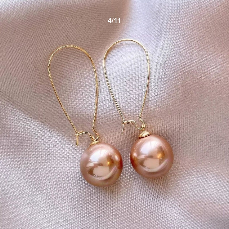 Autumn Winter Champagne Pearl Earrings For Women
