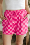 Checkered Drawstring Casual Shorts