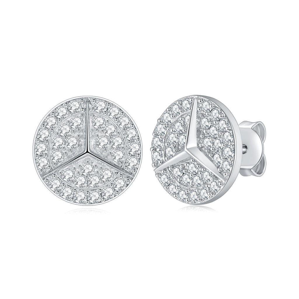 Vera Lux S925 Sterling Silver Three Pointed Star Moissanite Stud Earrings with Gift Box