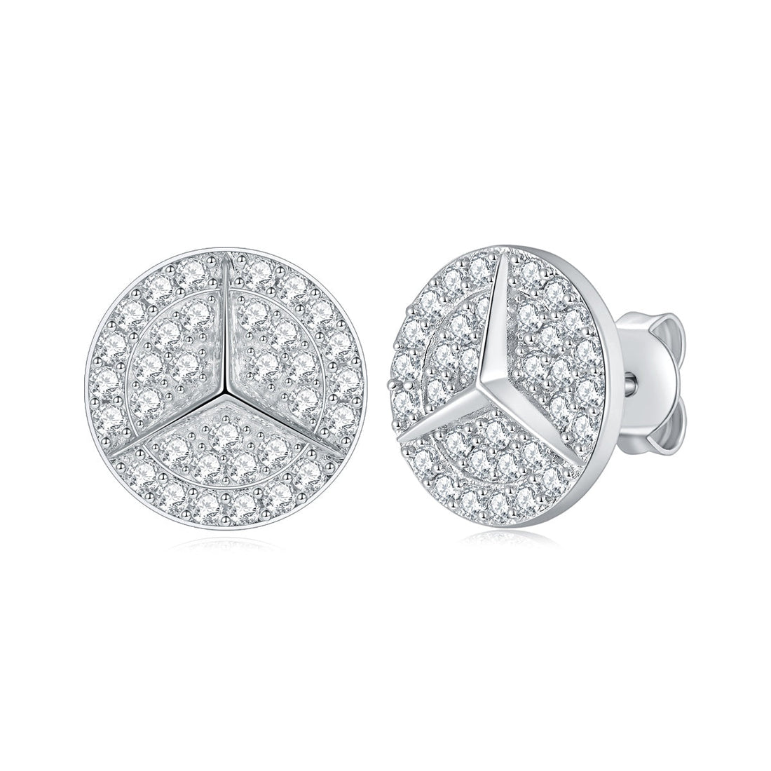 Vera Lux S925 Sterling Silver Three Pointed Star Moissanite Stud Earrings with Gift Box