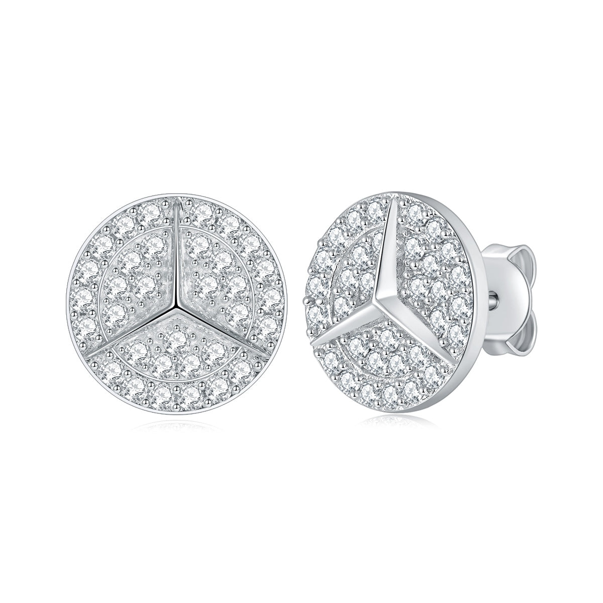 Vera Lux S925 Sterling Silver Three Pointed Star Moissanite Stud Earrings with Gift Box