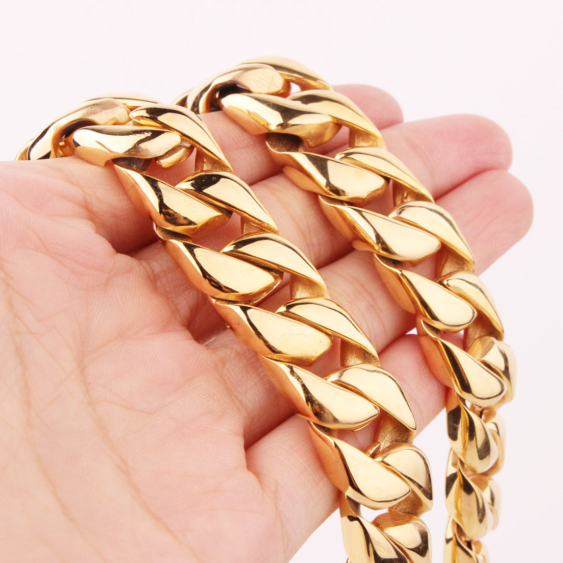 Mens Titanium Steel Stainless Steel Gold-Colored Necklace