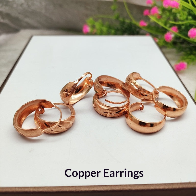 Retro Ethnic-Style Copper Hoop Earrings - Bohemian Vintage Jewelry
