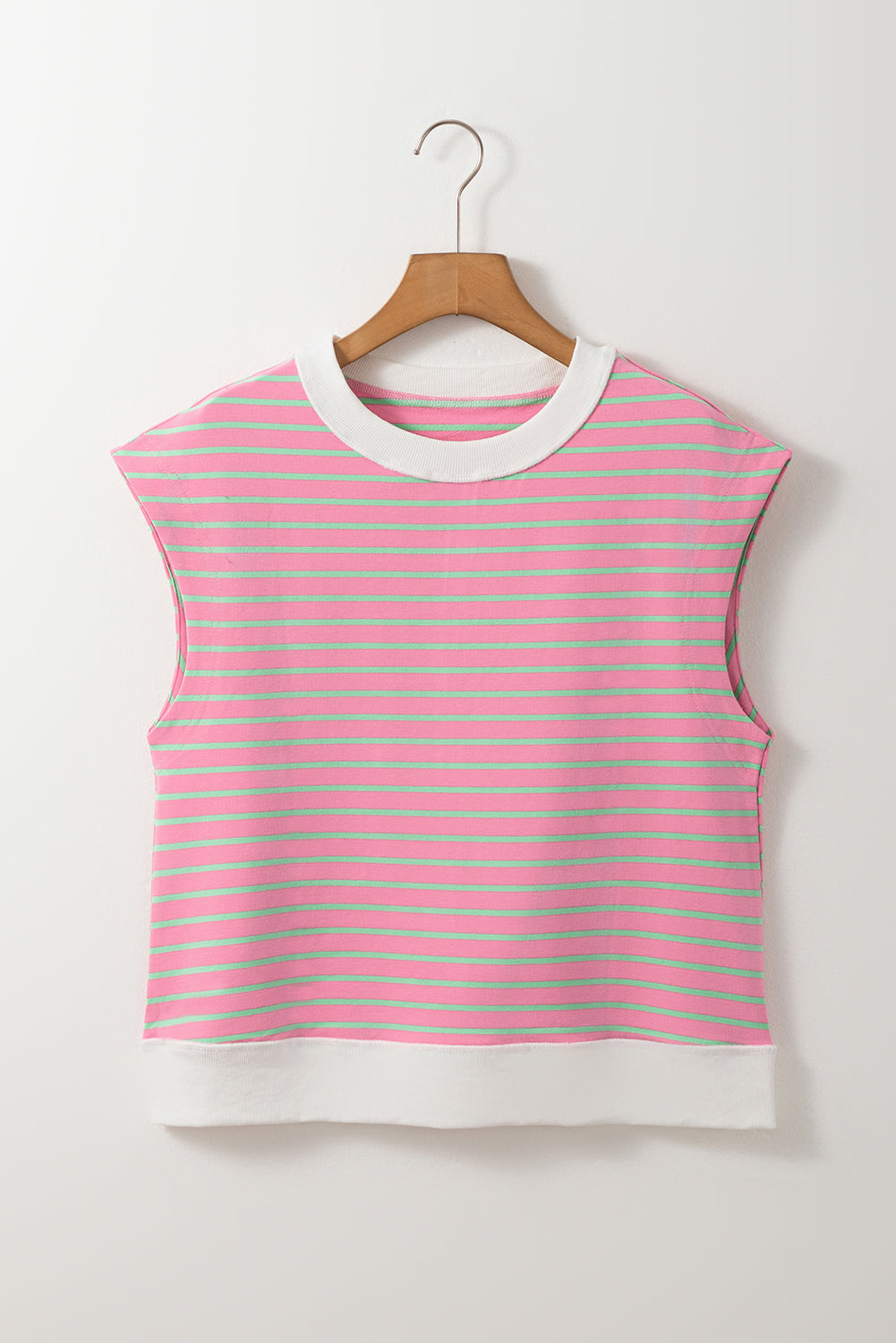 Sachet Pink Striped Crew Neck Cap Sleeve T-Shirt