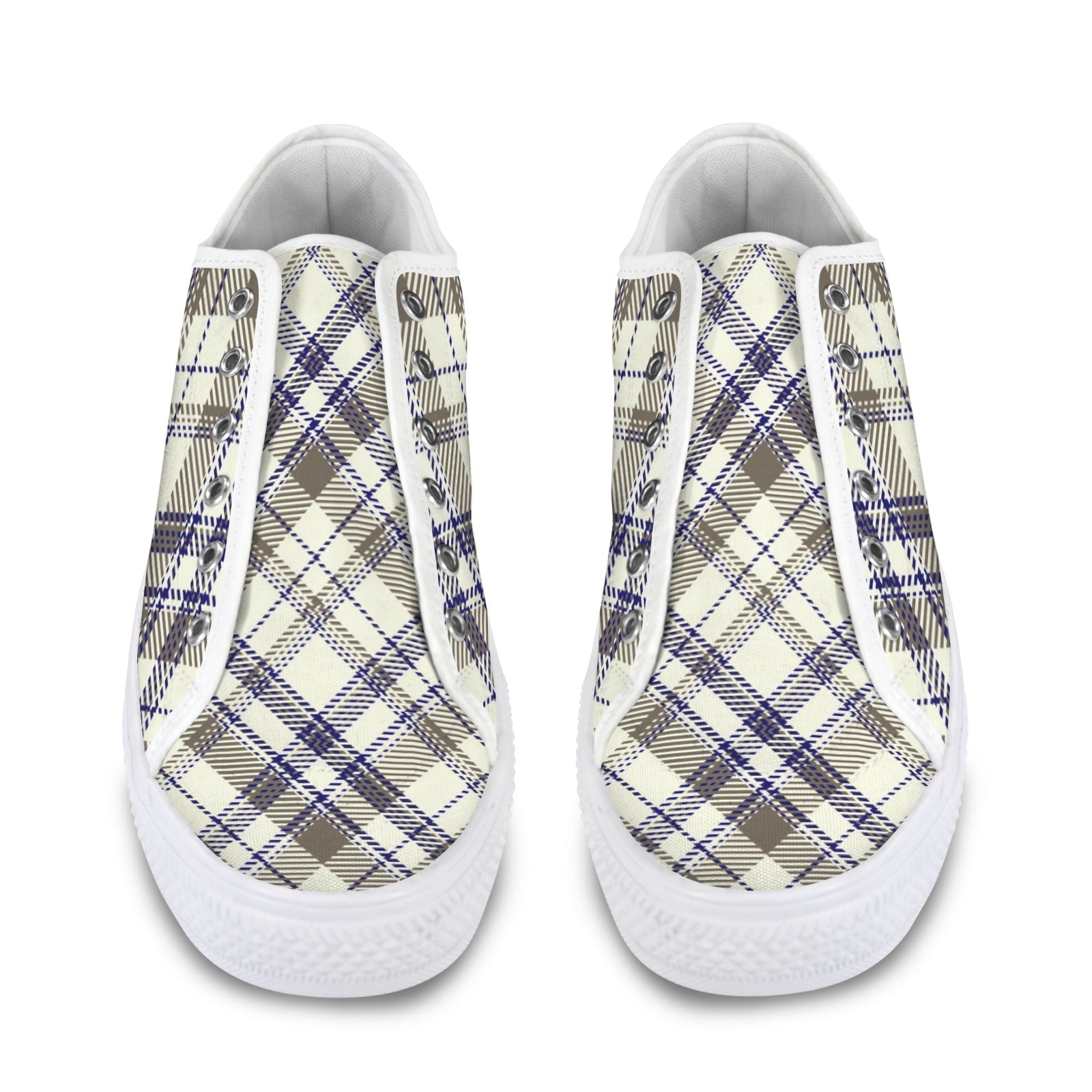 Women's Collegiate Plaid Canvas Low Top Sneakers - Image 4