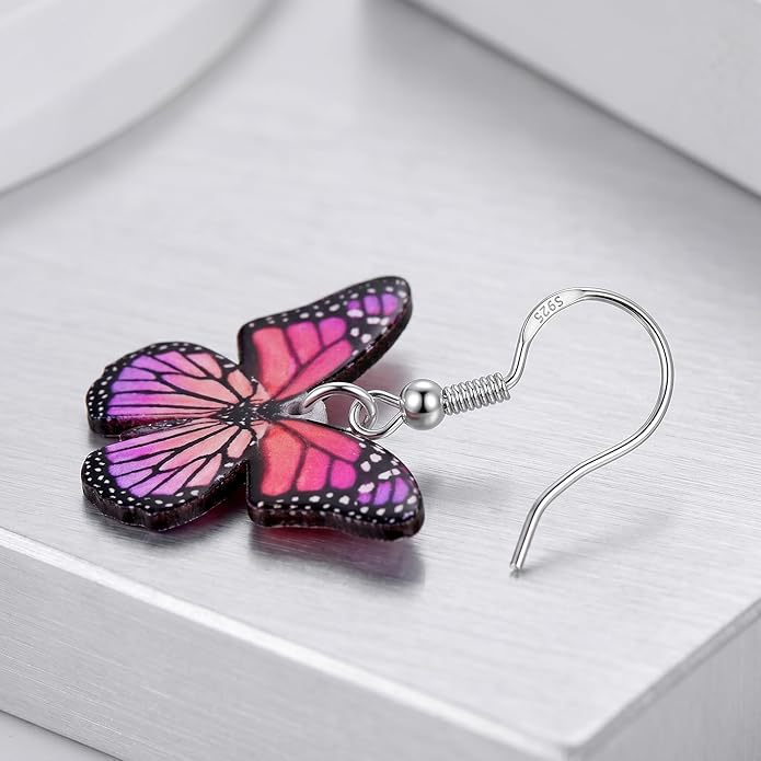 Acrylic Cartoon Butterfly Pendant Earrings
