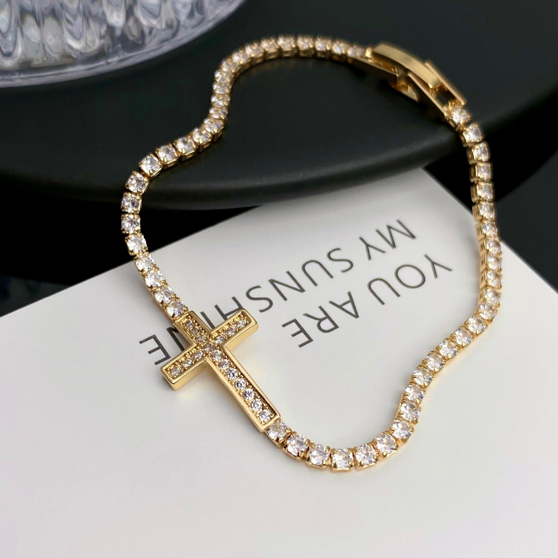 Fashion Retro Full Diamond Cross Bracelet