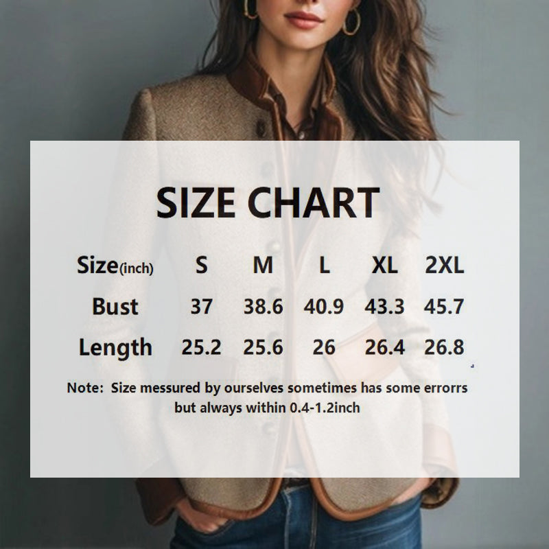 Women's Retro Elegant Herringbone Stand Collar Jacket