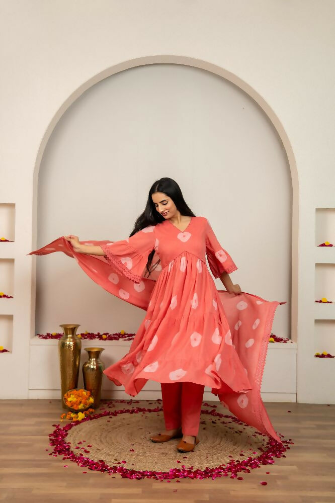 Pink Tie & Dye Cotton Suit Set for Women - Comfortable Ethnic Wear