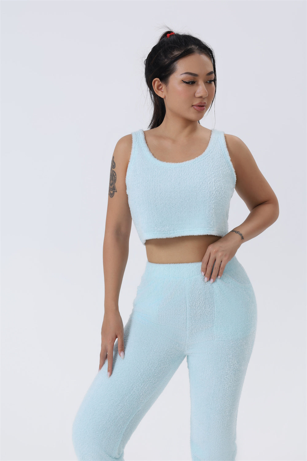 3-Piece Cozy Lounge Set: Soft Knit Crop Top, Pants & Cardigan