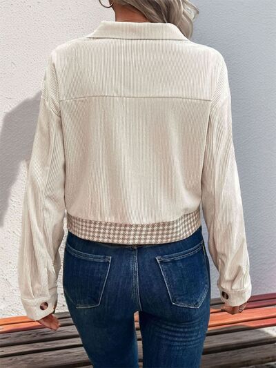 Women's Houndstooth Button-Up Long Sleeve Jacket