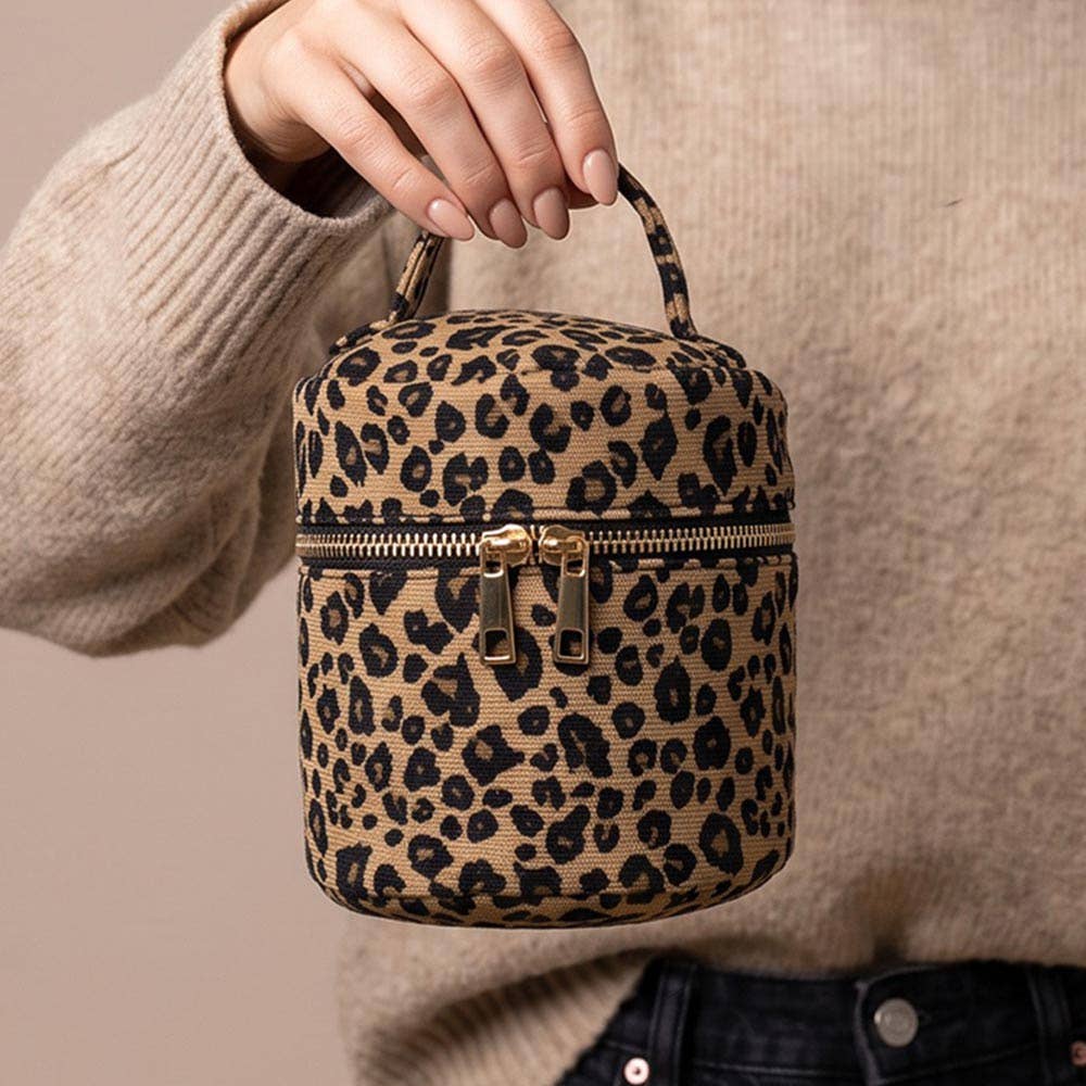 Leopard Print Top Handle Bag