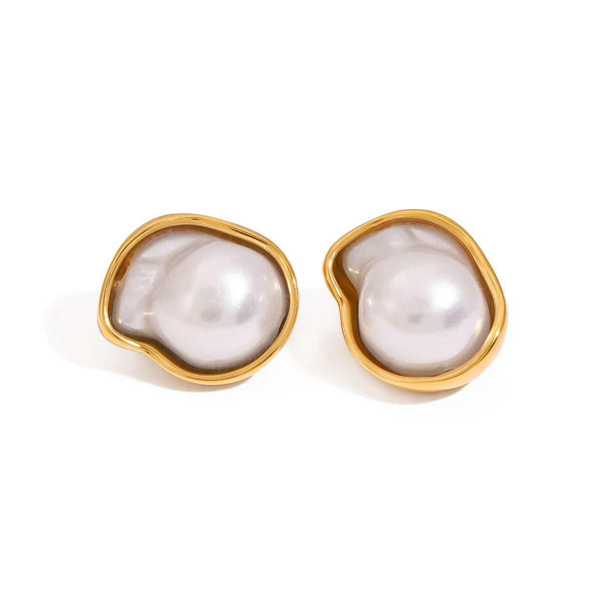18K gold geometric inlaid pearls exquisite design noble earrings ring necklace set
