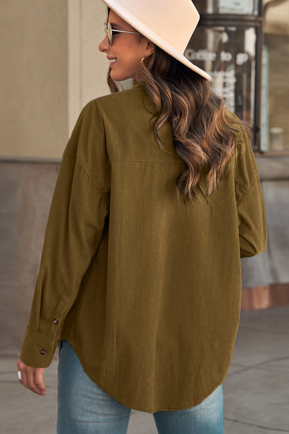 Pink Corduroy Button Pocket Shirt