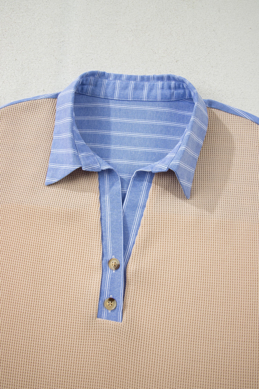 Evelynn Waffle Knit Collared PLUS Top