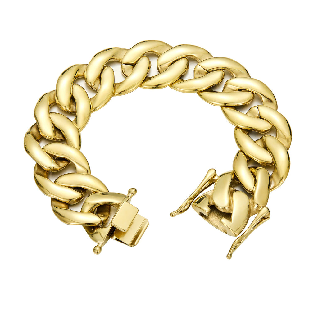 Men's Stainless Steel Gold-Plated Toggle Clasp Necklace