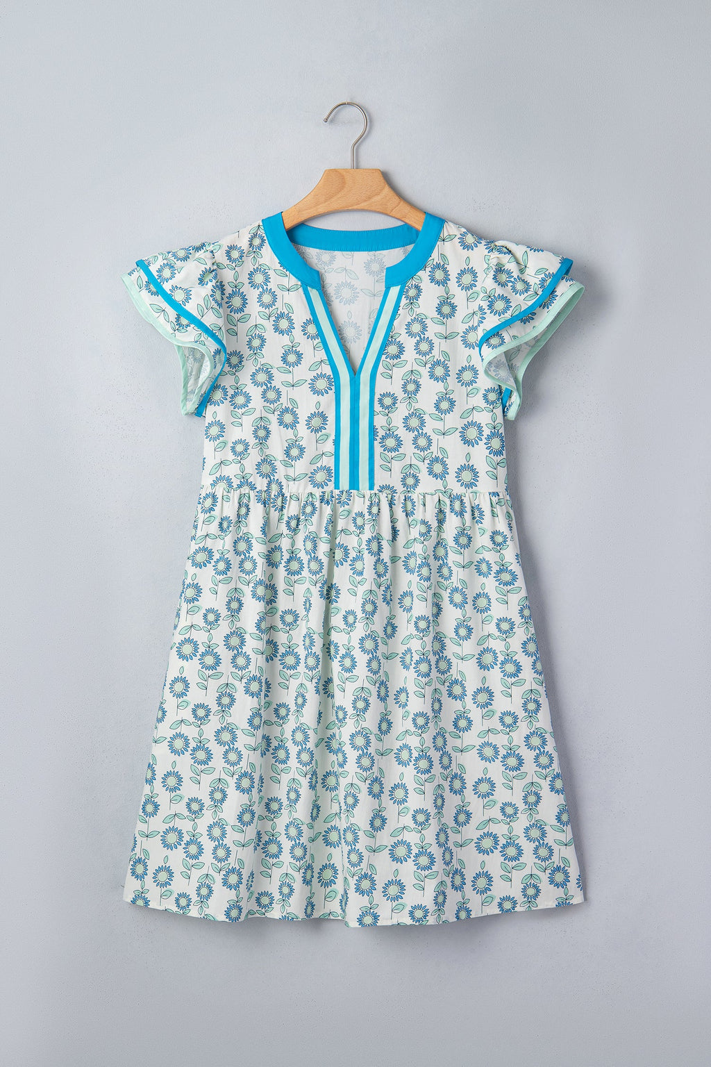 Marlowe Flutter Sleeve Mini Dress in Floral Cotton Blend