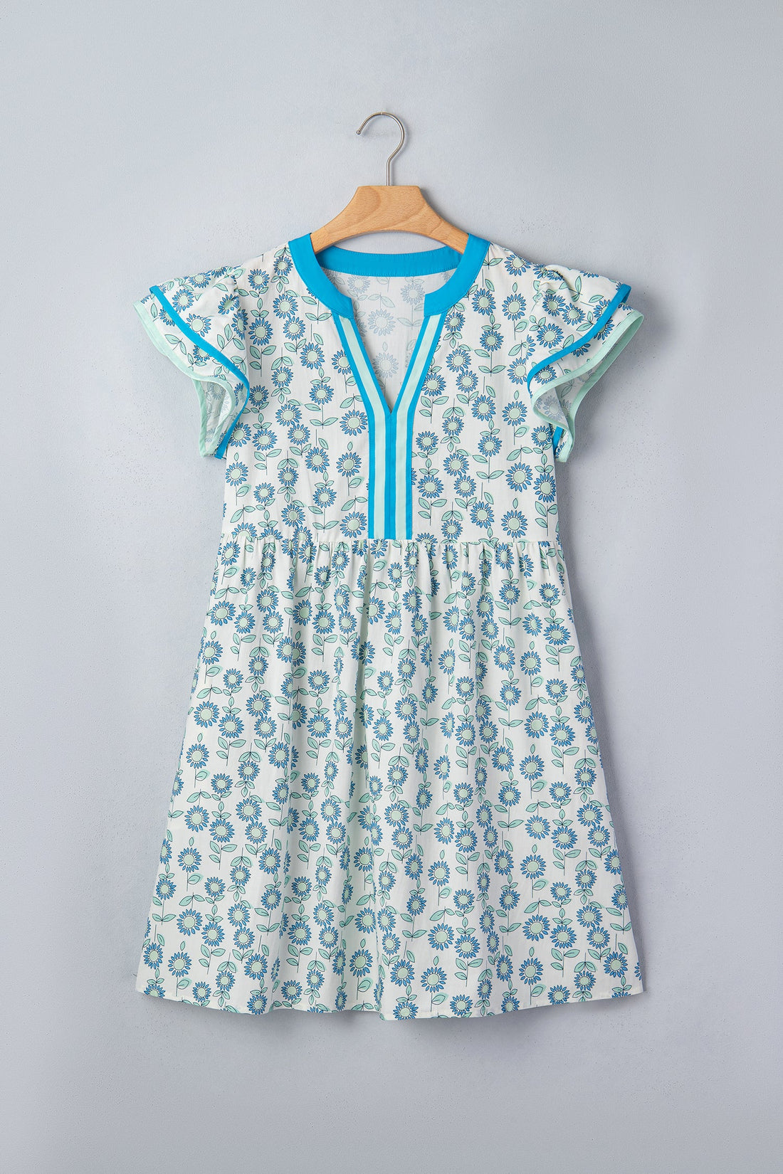 Marlowe Flutter Sleeve Mini Dress in Floral Cotton Blend